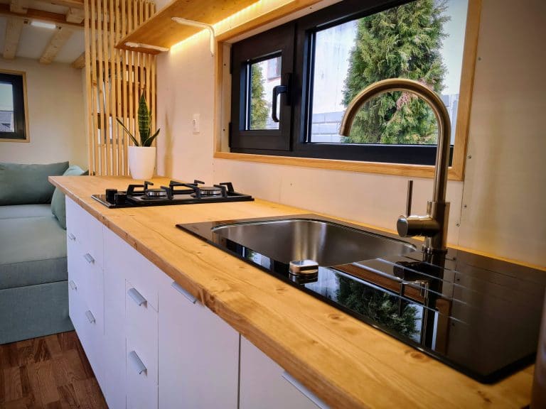 Beautiful Kitchen tiny house on wheels
