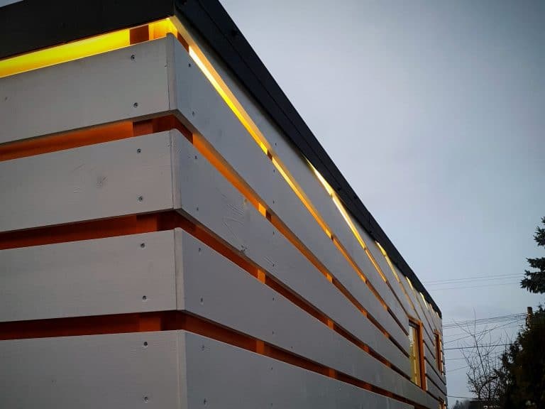 Detail of lights Tiny house on wheels europe