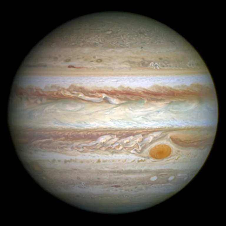 This full-disc image of Jupiter was taken on 21 April 2014 with Hubble's Wide Field Camera 3 (WFC3).